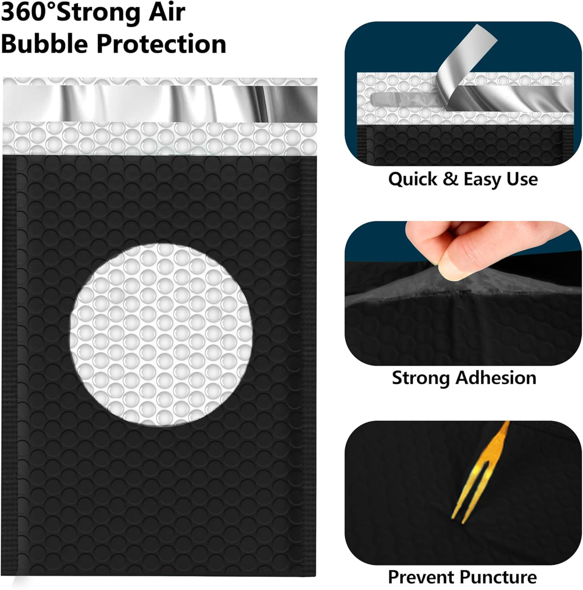Thank You Bubble Mailers 4x8 Inch 50 Pack, Black - photo 3