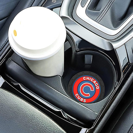 Car Cup Holder Coaster for Chicago Cubs Baseball Fans Auto Recessed Silicone Cupholder Coaster Interior Accessories 2.75IN 2Pack