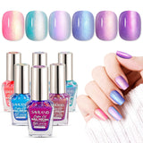 6pcs Ombre Nail Polish Sets: Charm Pink Blue Gold Purple Pearl Summer Fingernail Polish Colors Air Quick Dry Nail Polish Plant-base Castor Oil Natural Nail Lacquer Women Home Manicure DIY