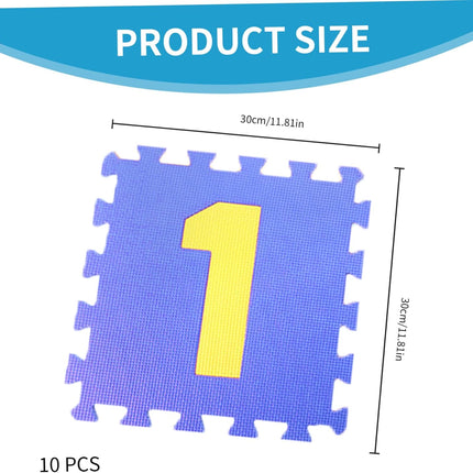 Interlocking Foam Tiles, Kids Foam Play Mat 11.8" Square Numbers Floor Puzzle EVA Numbers Floor Mat 10Pcs Number Tiles for Newborns, Toddlers, Kids..