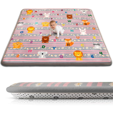 RONGFA Baby Play Mat 50x50x1.3 Inch, Memory Foam Crawling Mat, Non-Slip Water-Repellent Playpen Mat, Soft Cushioned Floor Mat for Infants Toddlers (Lion)