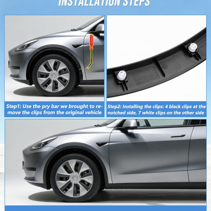 Driver Side Front Fender Trim for Tesla Model Y 2020 2021 2022 2023 2024, Front left Side Wheel Arch Fender Flare Molding Trim For 1494185-00-B;1494161-00-B