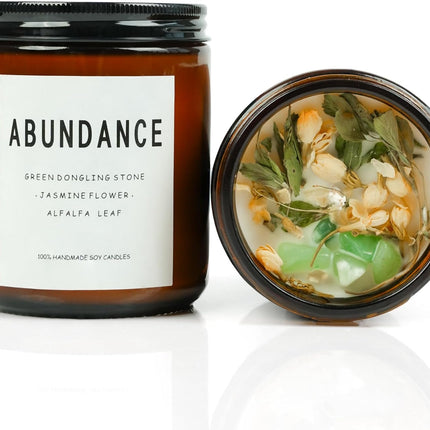 Natural Crystal Candle,Abundance, Crystal Ritual, Spiritual, Money Prosperity, Candle Spell.(Abundance)