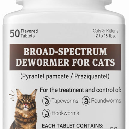 Tapeworm Dewormer (praziquantel Tablets) for Cats and Kittens 6 Weeks and Older, 50-Count