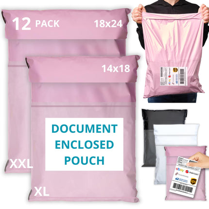 Shipping Bags (30 Pack) with Label Pouch - 8x12, 10x14 & 12x16 - Poly Mailers for Clothes, Self-Seal Plastic Mailing Envelopes - Tear & Water-Resistant Packaging Bags for Clothing, Not Padded