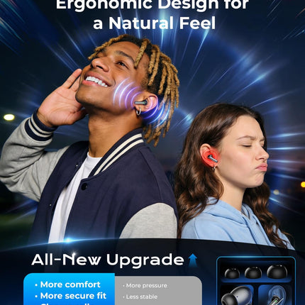 Wireless Earbuds Bluetooth Headphones, 50H Playtime Ear Buds with Mic, LED Digital Display Charging Case, IPX7 Waterproof, Deep Bass Stereo, in-Ear Earphone for iPhone Andriod Phone - Steel