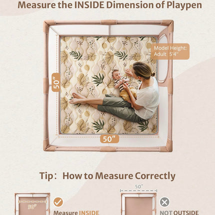 Blissful Diary Baby Play Mats for Floor, 50x50 Playpen Mat, Thick Cushioning Padding Foam Playmat for Baby and Toddlers Infants, Non-Slip & Machine Washable, Earth Tones Design