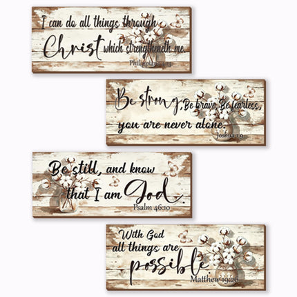 4 Pieces Bible Verses Wall Decor Rustic Wooden Christian Signs Farmhouse Religious Decor for Home Prayer Wall Art for Living Room Office Bedroom Bathroom(Farmhouse,10x4)