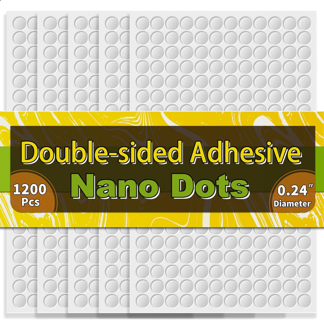 1200Pcs Double Sided Adhesive Dots, 0.24" Clear Removable Sticky