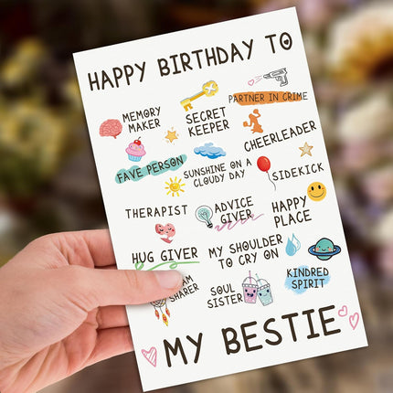 Bestie Birthday Card,Best Friend Birthday Card Gifts for Women Sister, Bestie Birthday Gift, Friendship Birthday Card