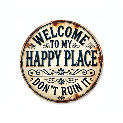 Round Metal Welcome Sign for Front Door