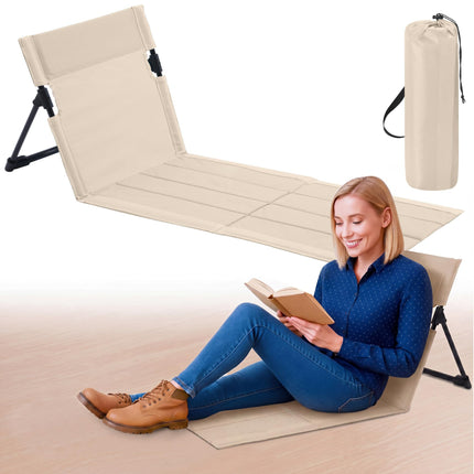 Foldable Floor Chair Lounge Mat with Backrest, Rose Pink, Regular, Solid