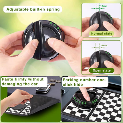 Multifunction Car Anti-Slip Mat, Rotatable Anti Skid Car Dashboard Pad with Temporary Parking Numbe, Universal Car Phone Holder, and Large Pad for Phones Sunglasses Keys Gadgets
