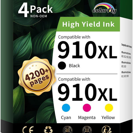 910XL Ink Cartridges Combo Pack Replacement for HP Ink 910 XL Color and Black Compatible with OfficeJet Pro 8020 8025 8028 8035 8030 8010 8015 8018 8022 Printers