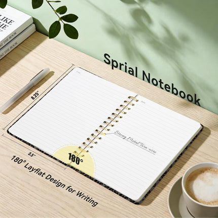 Lined Spiral Journal Notebook, A5 College Ruled Spiral Notebook for Women, Hardcover with Elegant Design for Work and Note-Taking, 5.5 * 8.25 inch, 160 Pages, Leopard Print