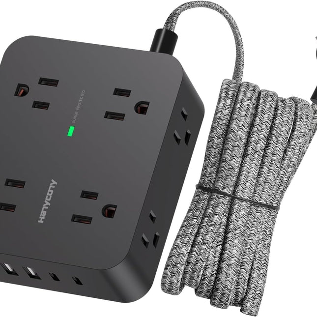 8-Outlet Surge Protector Power Strip with 4 USB Ports