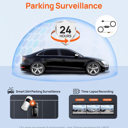 70mai Dash Cam M310, Dash Camera for Cars 1296P QHD, Smart Dash Cam Front Built in WiFi, 130° Wide-Angle FOV, WDR, Night Vision, iOS/Android Mobile App, Loop Recording, Parking Monitor, Time-Lapse