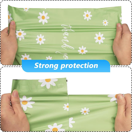 Thank You Poly Mailer 10x13 Inch 100 Pcs, Waterproof and Tear-Resistant Shipping Bags for Clothing, Cute Mailing Bags with Self-Seal, Chrysanthemum Printed Packaging Bags for Small Business