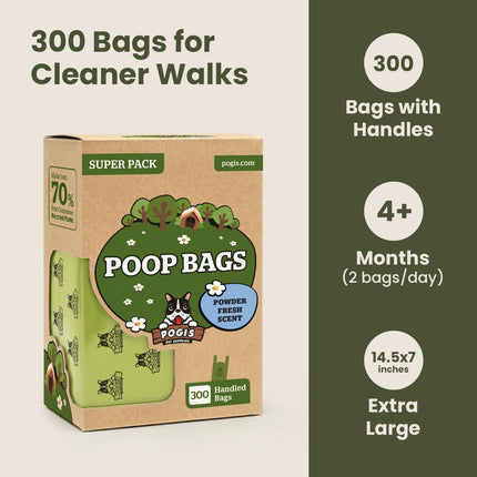 Large Dog Poop Bags with Handles, Fresh Scent, Extra Thick, 300 Bags - photo 6