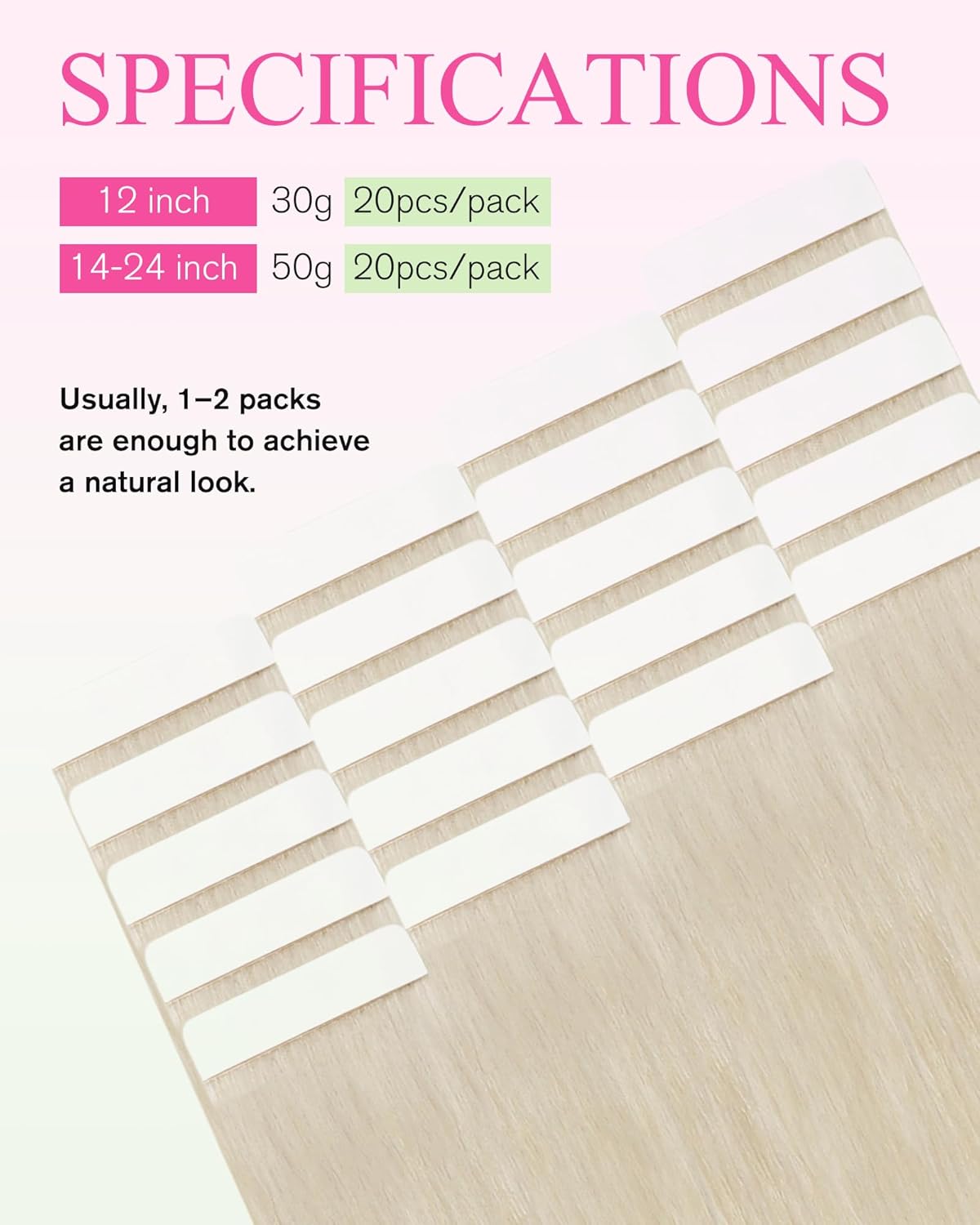 24 Inch Platinum Blonde Tape in Extensions Human Hair Invisible Tape in Hair Extensions Human Hair - photo 3