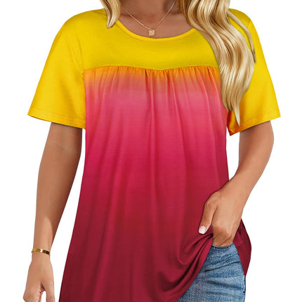 Womens T Shirts Short Sleeve Tops Casual Summer Flowy Scooped Neck Blouses