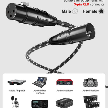 XLR Cables 3ft 2 Pack,Short Microphone Cable OFC Noise Reduction