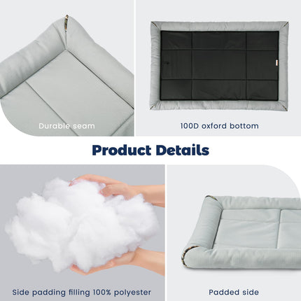Tapete para jaula de perro para jaula de 36 inch, tapete resistente al agua de oxford ripstop 900D para perros grandes de hasta 70 lbs, cama para exteriores fácil de limpiar para auto, camping y viaje, gris