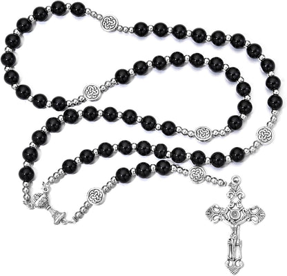 Glass Pearl First Communion Rosary with Chalice Centerpiece and - photo 3