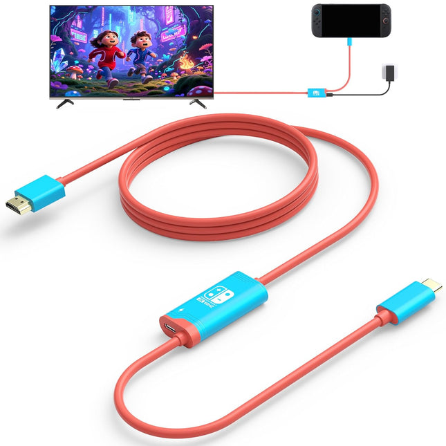 Switch 2 Dock,(Plug-and-Play) 4K@60HZ 6.6 ft,USB C to HDMI Replacement Cable for Nintendo Switch Dock,Portable Travel