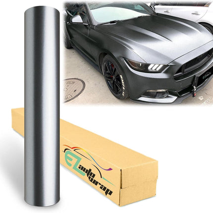 4"x8" (10cmx20cm) Sample Charcoal Gray Matte Metallic Satin Pearl Vinyl Wrap Sticker Sheet Film Car Auto Vehicle DIY Decal Bubble Free Air Release Self Adhesive Peel and Stick