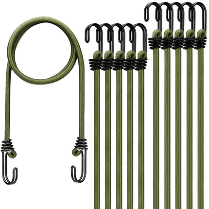 Bungee Cords Heavy Duty Outdoor: 20 Pcs Rubber Bungee Cords with Hooks in a Storage Jar Includes 10", 18", 24", 30", 36", 48" Bungee Cord for Camping, Tent, Fastening Items