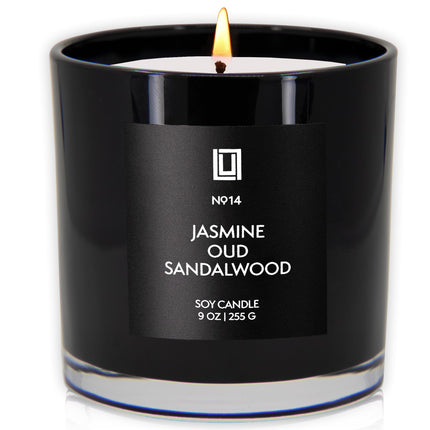 Jasmine, Oud & Sandalwood Scented Soy Blend Jar Candle, 9 Oz.