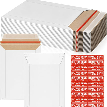 20 Pack Rigid Mailers 6x8 Inch Self Seal Document Mailers, Protective Flat Cardboard Sturdy White Photography Envelopes for Photos, Document, CD, Coins, Stamps