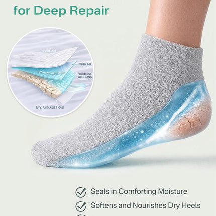 Moisturizing Socks for Dry Cracked Feet, Silicone Socks for Foot Spa(Size 9-11), Gel Socks for Foot Care Overnight, Aloe Socks Heel Protector for Cracked Heel Treatment, Self Care Gifts for Women
