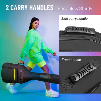 CAHAYA Bass Guitar Bag Gig Bag 0.3in Padding Black Padded Backpack Soft Electric Bass Case CY0222