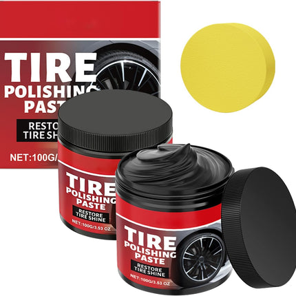 2Pcs Car Tire Shine with Sponge,Tire Coating Paste,Tire Polishing Paste,Ungraded Long-Lasting Tire Dressing with Wet Gloss Look Finish for Car, Truck, Motorcycle, RV & More