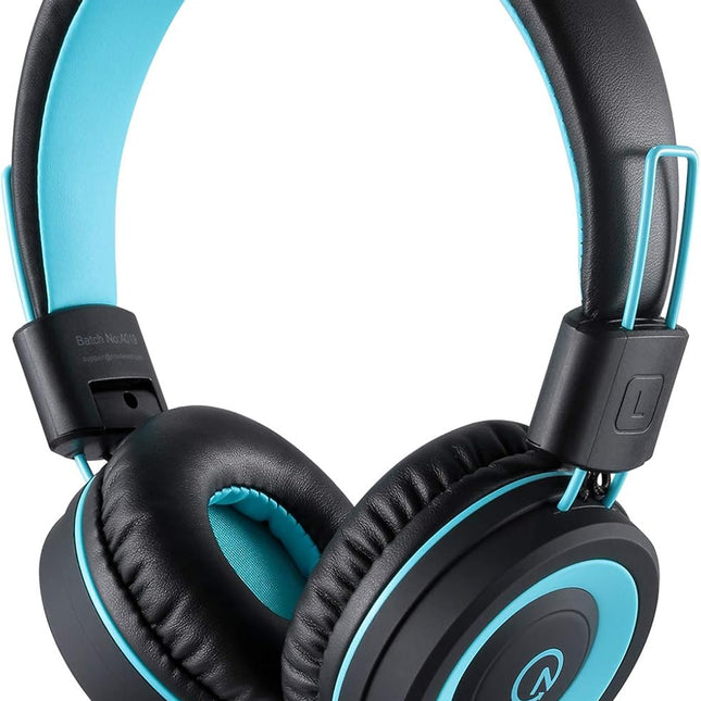 Kids Headphones Foldable Stereo Tangle-Free 5ft Long Cord 3.5mm Jack Plug in Wired On-Ear Headset for iPad/Amazon