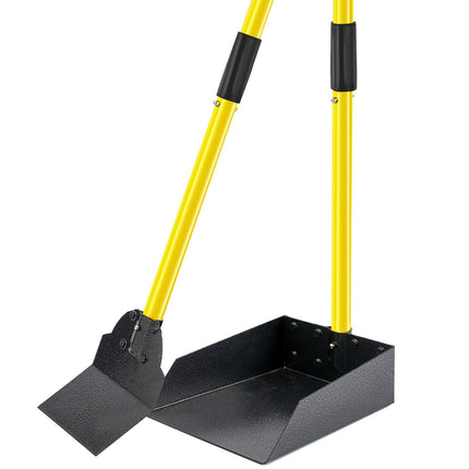 Dog Pooper Scooper,Tray and Spade Set Poop Scooper for Dogs, Adjustable Long Handle Metal Pooper Scooper with Bin for Pet Waste Removal, No Bending Clean Up for Medium and Large Dogs