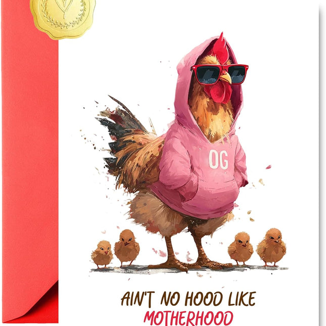Funny Mother's Day Card Street Motherhood, 1PCS with Sticker