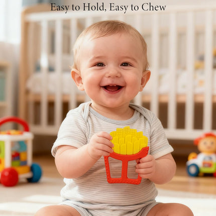 Chuya Infant Teether Baby Toys 0-6 6-12 12-18 Months,French Fries Shape Teething Toy Baby Teething Relief Infant Toys Sensory Toys for Babies Soothes Sore Gums Boys Girls Gift Easy-Grasp