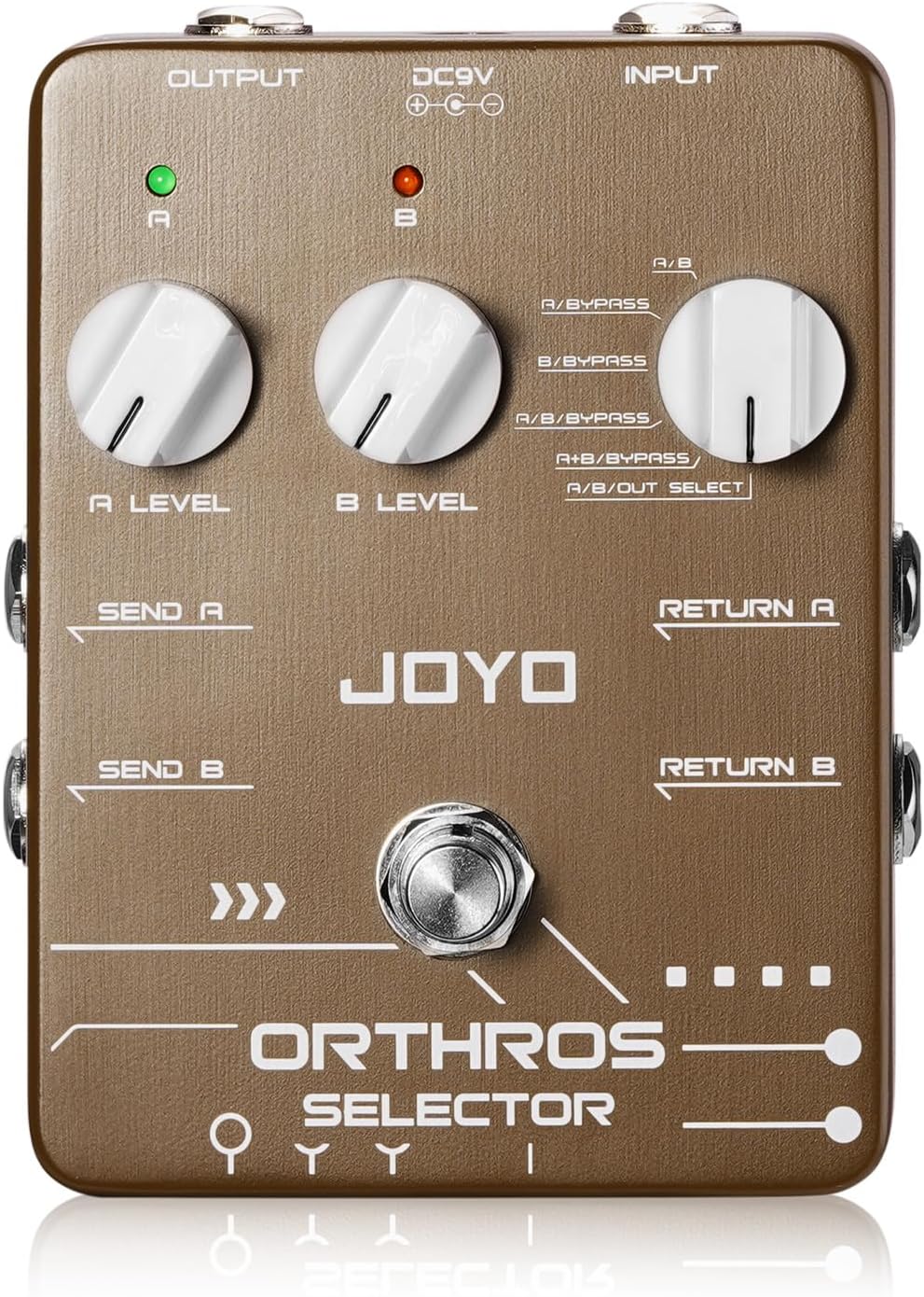 Dual Effects Line Selector Guitar Pedal, 6-Mode A/B Switcher with Independent Volume Control and Bypass