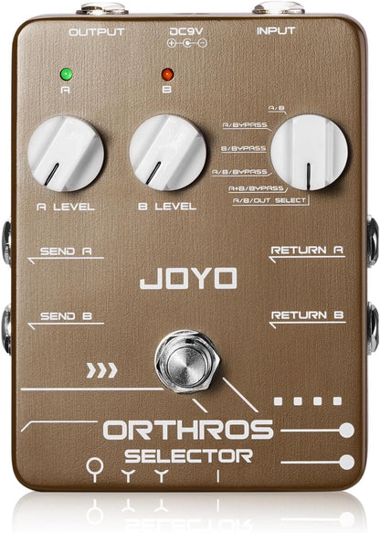 Dual Effects Line Selector Guitar Pedal, 6-Mode A/B Switcher with Independent Volume Control and Bypass