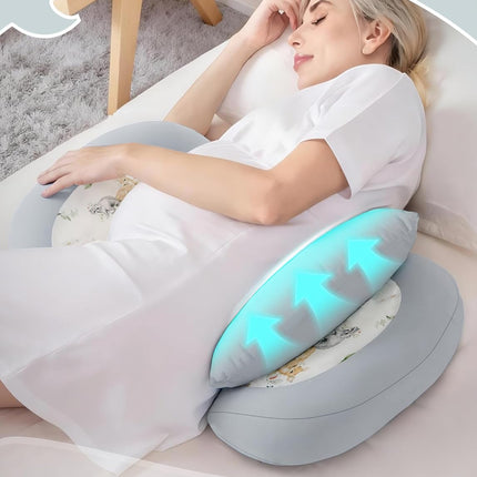 Pregnancy Pillow for Sleeping, Maternity Pillow with Removable Cooling Cover, Support for Back, Belly and Hips, Portable Travel Wedge Pillow for Pregnant Women with Adjustable Small Pillow