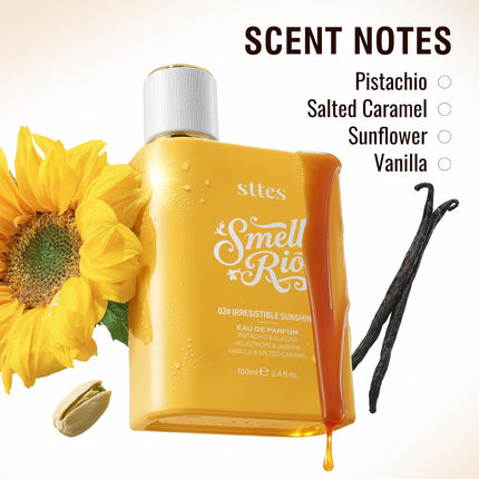 Sttes Perfume 602# Irresistible Sunshine for Women - Pistachio, Vanilla & Salted Caramel Eau de Perfume 100ml (3.4fl oz) Sweet Gourmand Caramel Vanilla Fragrance