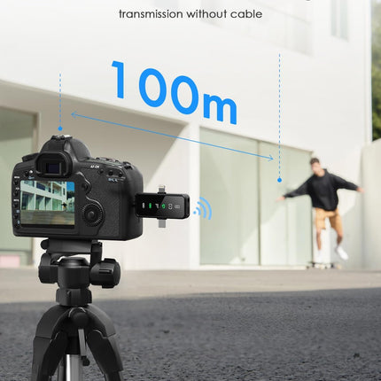 BAILIXIN 3-in-1 Compact Mini Microphone for iPhone, Android, Camera with 20HR Battery, 328FT Range, Wireless Microphones for Video Recording, Noise Canceling for Content Creators, Sound Modules