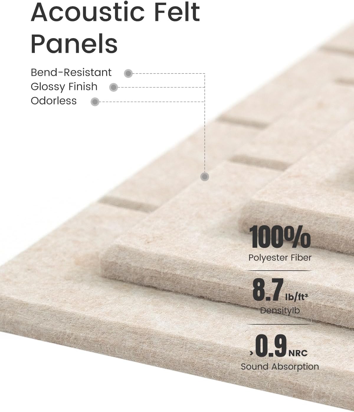 Felt Bulletin Board Tiles - 28" x 18" Oatmeal 6-Pack with 40 Adhesive Tabs - photo 3