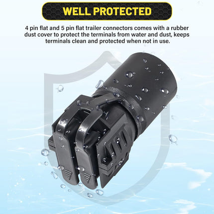 Oyviny 7 Pin Round to 4 and 5 Pin Flat Blade Trailer Adapter, 7 Way to 5 Way Trailer Plug Adapter 2-in-1 Design