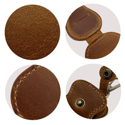 Genuine Leather Guitar Pick Holder Keychain, Guitar Picks Holder Case for 4 Picks, Portable Pick Holder for Guitar with Hook, Ideal Guitar Pick Storage