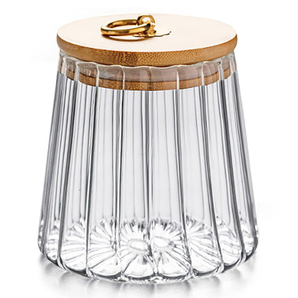Glass Coffee Nuts Canister Airtight Jar with Bamboo Lid 23 FL OZ Small Oval