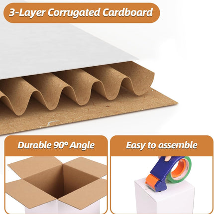 6x6x6 inch Shipping Boxes White Set of 30, Inner Size 5.9x5.9x5.9 inch Corrugated Cardboard Boxes for Packaging Small Business or Wrapping Gift